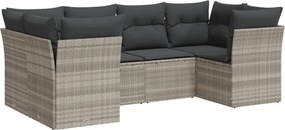 vidaXL Set canapele de grădină cu perne, 6 piese gri deschis poliratan