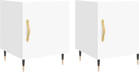 vidaXL Noptiere, 2 buc., alb, 40x40x50 cm, lemn compozit