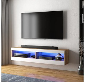Dulap TV Violett 100 (cu iluminat) (stejar lancaster + alb). 1098639