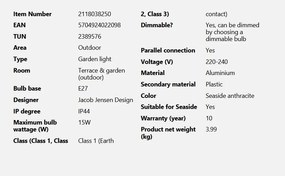 Stalp iluminat exterior design nordic IP44 Aludra H-95CM seaside antracit