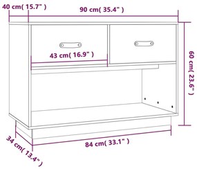 Comoda TV, negru, 90x40x60 cm, lemn masiv de pin 1, Negru