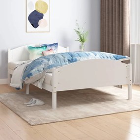 322033 vidaXL Cadru de pat, alb, 120x200 cm, lemn masiv de pin