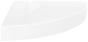 323886 vidaXL Raft colțar de perete, alb extralucios, 25 x 25 x 3,8 cm, MDF