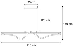 Lampă suspendată modernă neagră cu LED, cu 3 trepte de intensitate luminoasă - Twirl