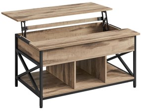 Masă de cafea reglabilă pe înălțime LUBOR, 60x100x(48-62)cm camel maro/negru Vasagle