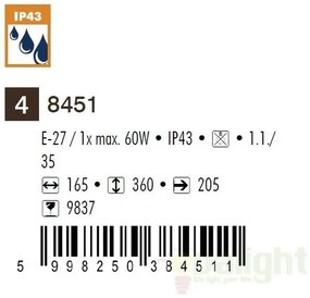 Aplica de perete exterior IP43, down light, auriu antic Nizza 8451 RX