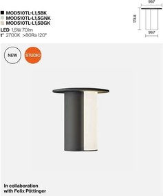 Veioza LED portabila/reincarcabila ASYM negru