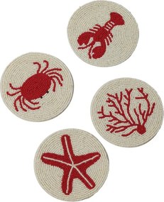 Set 4 suporturi pentru pahare, din margele, Sea