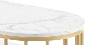 MANIAU207 - Masuta manichiura, 114 cm, masa cosmetica ovala pentru salon - Alb - Auriu