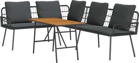 vidaXL Set de canapele pentru grădină 2 pcs Negru poliratan