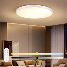 Immax NEO 07316L-LED Plafonieră dimabilă SEMPLICI 128W/230V Ø100 cm Wi-Fi Tuya albă + telecomandă