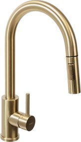 Baterie bucatarie cu dus extractibil Rea Fresh auriu periat