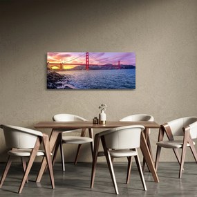 Tablou cu pod și apus de soare (120x50 cm)