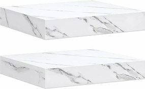 vidaXL Raft de perete Pe perete 2 pcs Marmură albă 23 x 23,5 x 4 cm