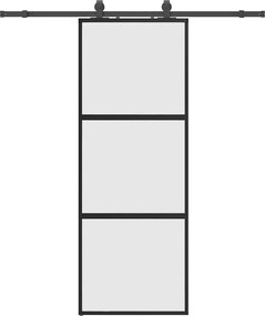 vidaXL Ușă glisantă cu set feronerie neagră 76x205cm sticlă securizată