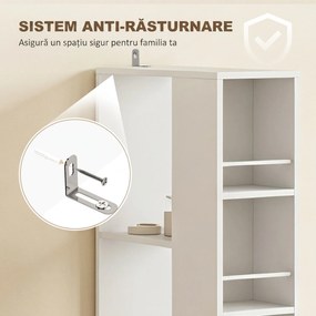 HOMCOM Dulap de Baie Înalt și Îngust cu 2 Sertare, 135 cm, Alb | Aosom Romania