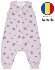 Sac dormit copii de vara din bumbac cu picioare 6-18 luni Kidizi Galaxy Grey, 0.5 tog, mansete transformabile in soseta