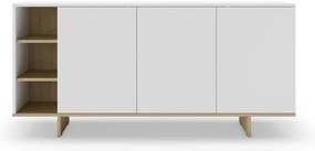 Comodă albă joasă cu aspect de lemn de stejar 170x80 cm Cequoia – Marckeric