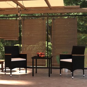 vidaXL Set mobilier de grădină cu perne, 3 piese, negru