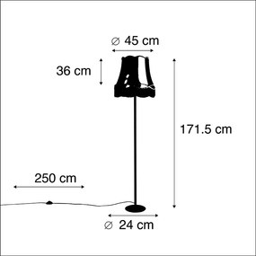 Lampă de podea retro neagră cu abajur crem de tip granny 45 cm - Simplo