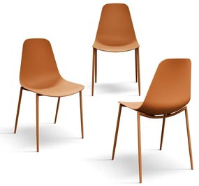 PAZZO DESIGN Set de 4 scaune Alix portocaliu, din polipropilenă și picioare metalice | Aosom Romania