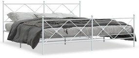 376575 vidaXL Cadru de pat metalic cu tăblie de cap/picioare, alb, 193x203 cm