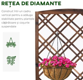 Outsunny Jardinieră pentru Exterior din Lemn, Jardinieră cu Spalier pentru Plante Agățătoare, 60x30x122.5 cm, Maro | Aosom Romania