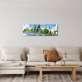 Tablou - Călătorie în jurul lumii (cu ceas) (90x30 cm)