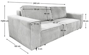 Canapea extensibila, gri deschis, HARPERA BIG SOFA