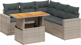 vidaXL Set mobilier grădină cu perne, 6 piese, gri, poliratan