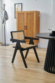 Masa rotunda din lemn de hevea negru 100 cm