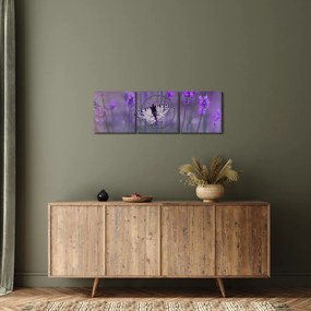 Tablou - fluture în lavandă (cu ceas) (90x30 cm)