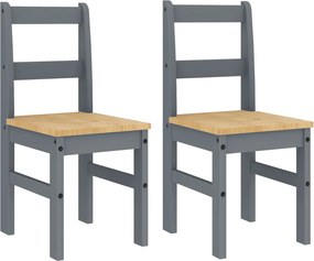 vidaXL Scaune de bucătărie Panama 2 buc. gri 40x46x90cm lemn masiv pin
