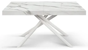 Masa extensibila Menego, blat ALB MARMORAT - 140 cm / 90 / h 77 - ALB