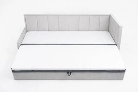 Canapea gri extensibilă/cu spațiu de depozitare cu tapițerie din chenille 214 cm Fulgeo – ELTAP