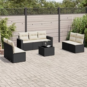 3251173 vidaXL Set mobilier de grădină cu perne, 8 piese, negru, poliratan