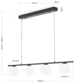 Lustra LED dimabila cu 4 surse de lumina SNOWBALL