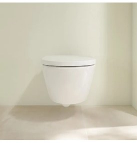 Set vas WC rimless suspendat, Villeroy&amp;Boch Subway 3.0, TwistFlush, cu capac inchidere lenta, 37x56cm, CeramicPlus, 4670TSR1