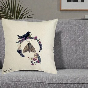 Perna Decorativa Gothic Wreath Corb Moliu Craniu, 40x40 cm, Ecru, Husa Detasabila, Perna Inclusa, BEKZ®