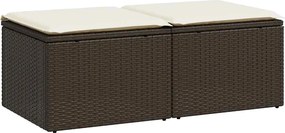 vidaXL Set canapele de grădină, 2 piese, cu perne, maro poliratan maro