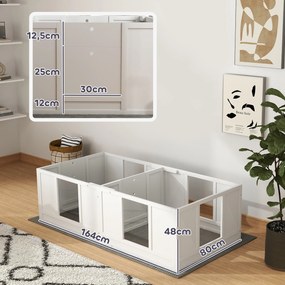 PawHut Cutie pentru căței, cu panouri clare, design în 2 compartimente, pentru câini mici | Aosom Romania