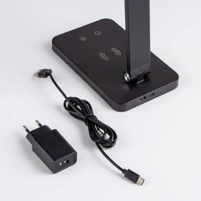 Brilagi - Lampă de birou LED tactilă cu dimmer, încărcare wireless QI, LED/7W/5V 3000/4000/6000K, negru