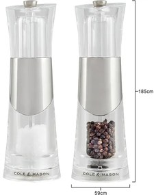 Cole&Mason - Set 2 râșnițe sare și piper BOBBI, 18,5 cm
