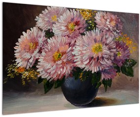 Tablou - Pictură în ulei, flori în vază (90x60 cm)