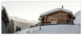 Tablou - cabana montană în zăpadă (120x50 cm)