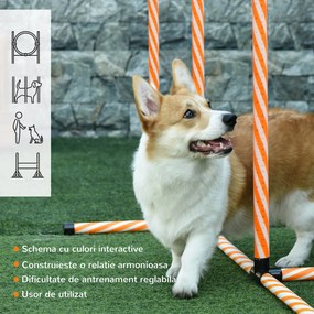 PawHut Kit Antrenament Agilitate pentru Câini, Material Poliester, Culori Portocaliu și Alb, Ideal pentru Exerciții în Aer Liber | Aosom Romania