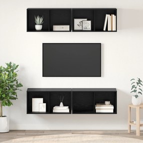 vidaXL Dulap pentru TV pe Perete 4 pcs Stejar negru 37 x 37 x 72 cm
