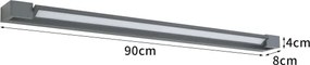 Brilagi AQUA LINE - Lumină LED pentru oglindă de baie, 24 W, 230 V, 90 cm, IP44, antracit