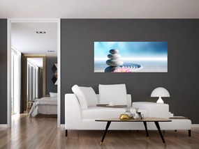 Tablou cu nisip, crin și pietrele spa (120x50 cm)
