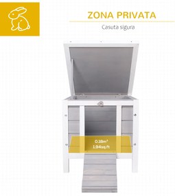 Adapost mic PawHut pentru iepuri, porcusori de Guineea, din lemn, gri | Aosom Romania